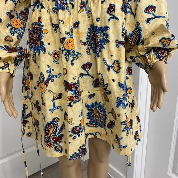 A.L.C Myra Women's Floral Long Sleeve V-Neck Mini Dress. Apricot. Size 4. Cute - Picture 7 of 15